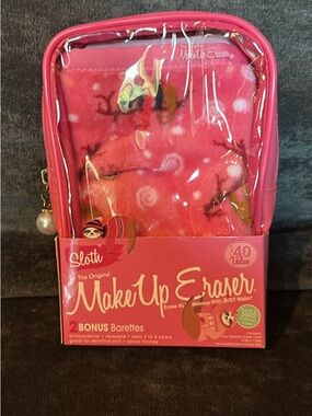 MakeUp Eraser Pink Sloth-Themed Makeup Remover Pouch Set